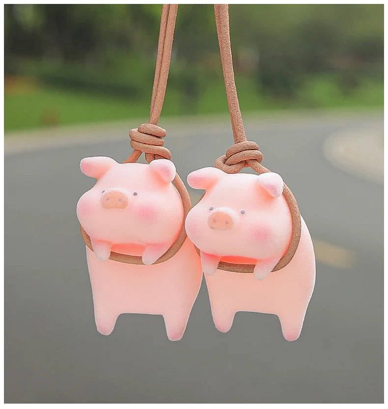 Cute Lucky Pig Car Accessorie Swing Tigger Car Pendant Panda Auto Rearview Mirror Pendants Birthday Gift Decoraction Ornament