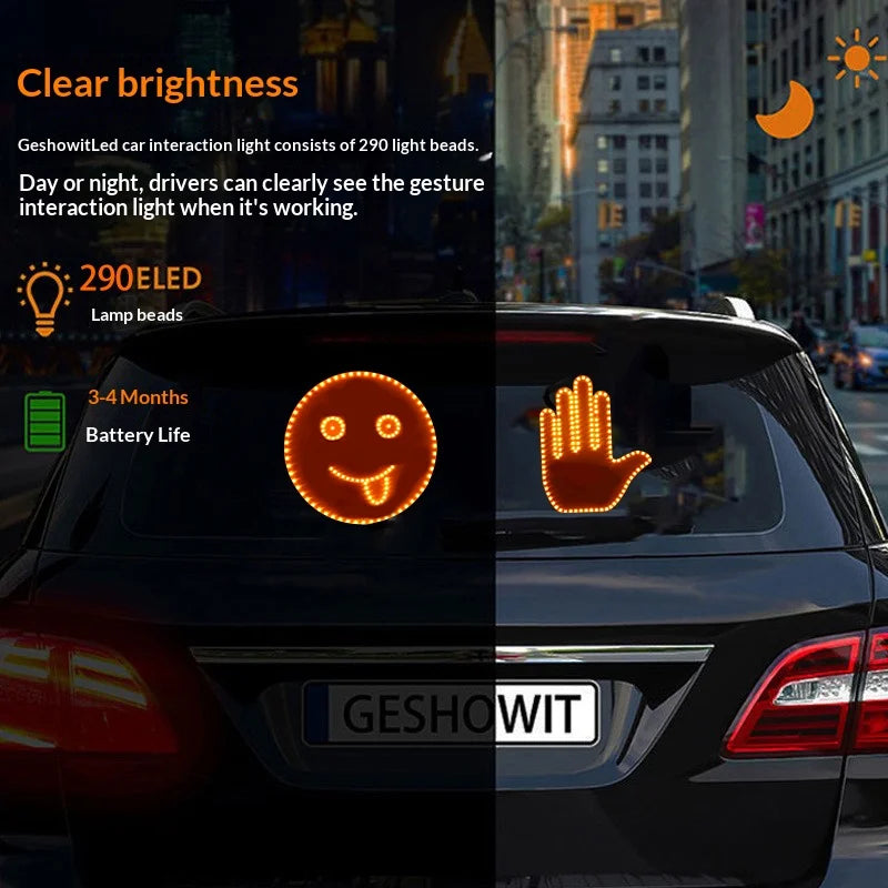 Luz LED de Gestos para Auto – Señal Divertida para Parabrisas Trasero