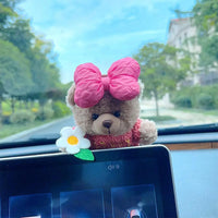 Car Decoration Interior Decoration Bear Screen Ornaments Plush Cartoon Cute Bear Car Center Console Decoration