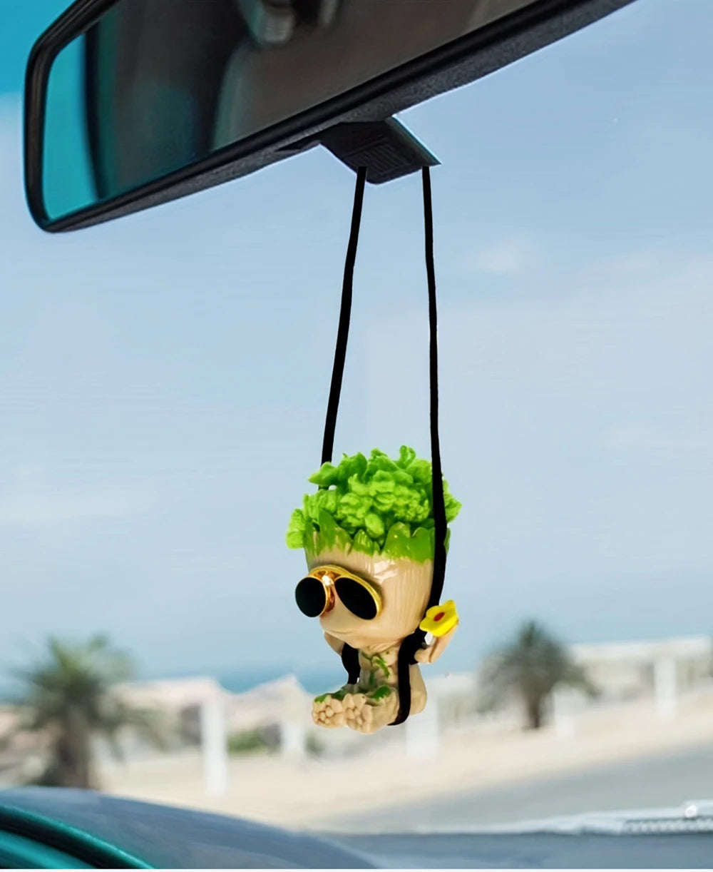 Car Rearview Mirror Decoration Pendant Miniature Model Groot Ornament Cartoon Swing Tree Man Figurine Home Decor Kids Gifts