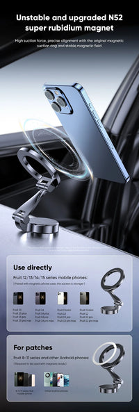 Strong Magnetic Cell Phone Holder Car 360° Swivel Adjustable Back Sticker Holder Magsafe for IPhone 15 Samsung Xiaomi Universal