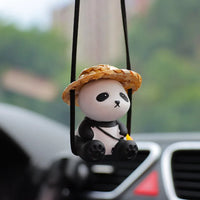 Car Pendant Cute Panda Swing Auto Rearview Mirror Hanging Ornaments Cartoon Decor Auto Accessories