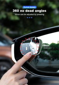 SEAMETAL 2pcs Car Rearview Mirrors 360 Degree Adjustable Blind Spot Mirror HD Frameless Wide-angle Rearview Auxiliary Mirrors