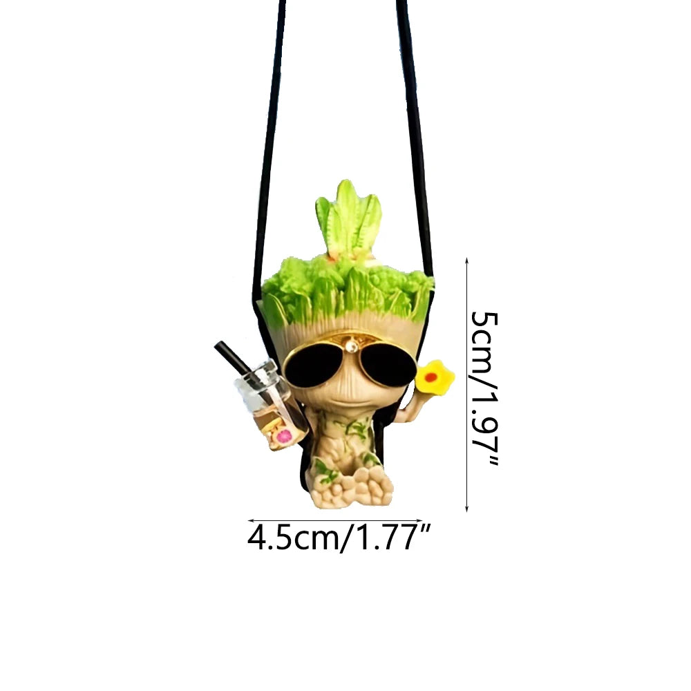 Car Rearview Mirror Decoration Pendant Miniature Model Groot Ornament Cartoon Swing Tree Man Figurine Home Decor Kids Gifts