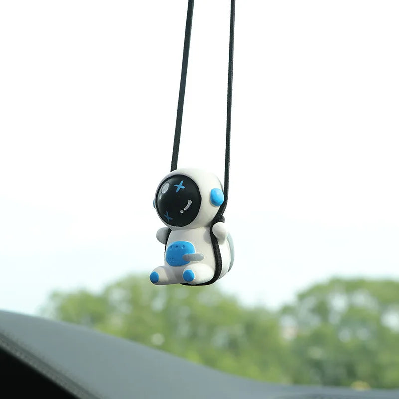 Gypsum Swing Astronaut Car Pendant Cartoon Robot Rearview Mirror Car Interior Accessories Auto Decoration Aromatherapy Ornament