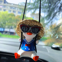 Cute Swing Sitting Duck Car Interior Pendant Auto Rearview Mirror Hanging Ornaments Decoration For Women Man Car Accessories