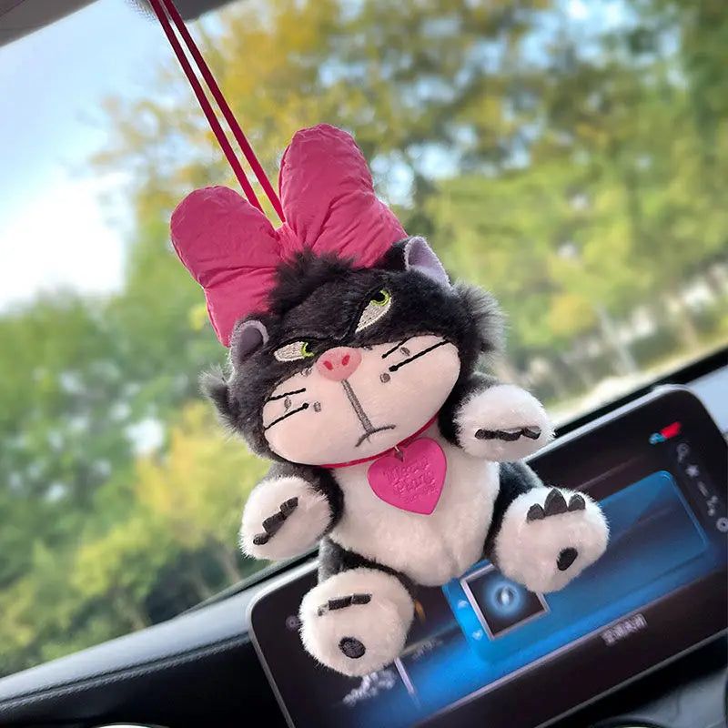 New Cute Lucy Cat Car Pendant Rearview Mirror Pendant Bag Pendant Panda Home Ornaments Kawaii Car Accessories Interior Decorati