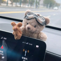 Car Decoration Interior Decoration Bear Screen Ornaments Plush Cartoon Cute Bear Car Center Console Decoration