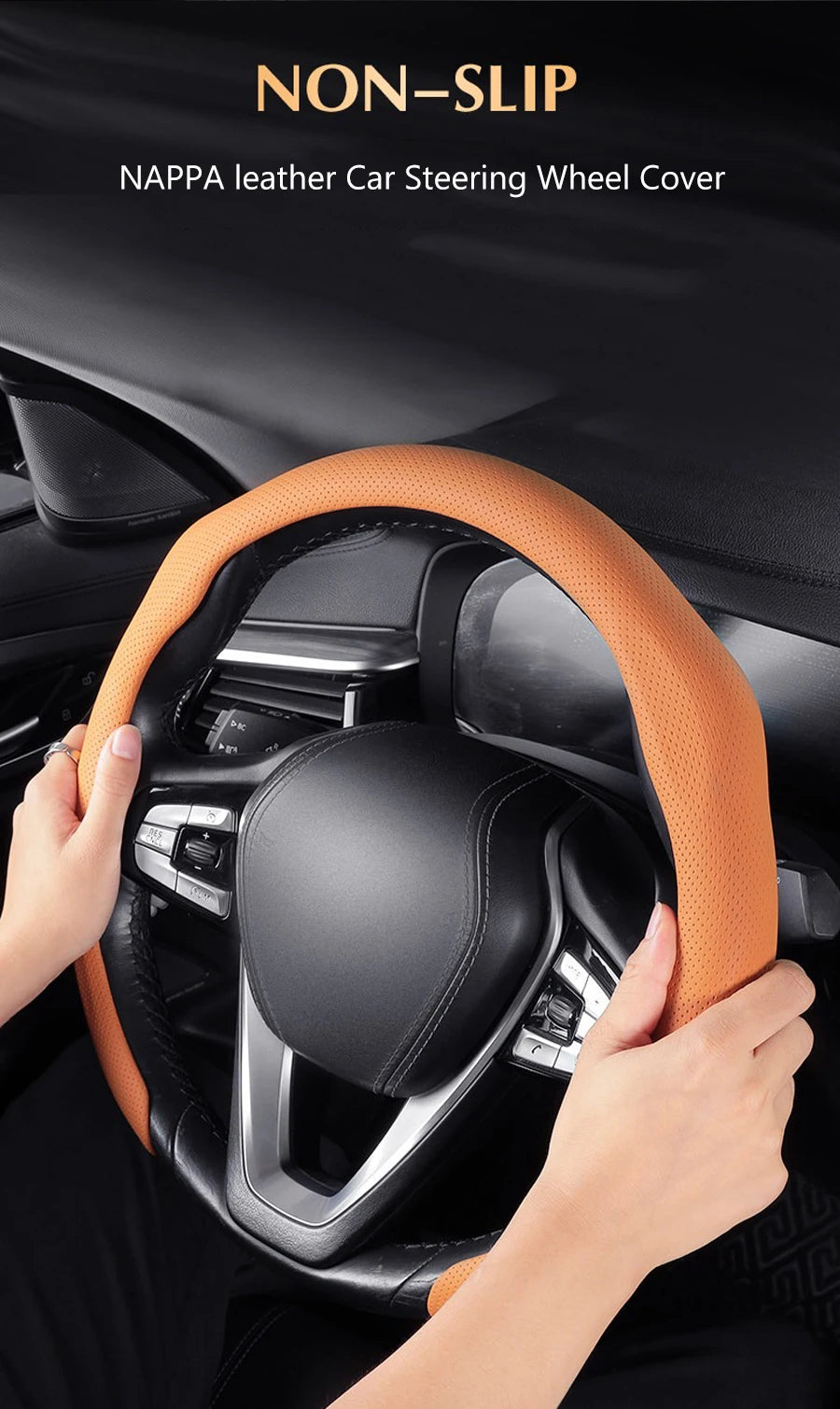 2026 NEW NAPPA Car Steering Wheel Cover Booster Cover For Ford Mustang S197 S650 Diameter 38cm Breathable Non-slip Accessories