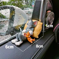 Kawaii Tom Jerry Ornament Cartoon Figure Mini Ornament Car Dashboard Interior Decor Desktop Office Display Accessory Gifts