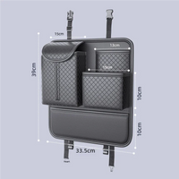 JFBONIN  Quilted Car Seat Back Organizer Storage Bag High Capacity Multi Pocket Tissue Box Holder Automotive System