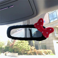 Cute Bowknot Car Headrest Neck Pillow Universal Plush Seat Belt Shoulder Pad Car Accessories Interior For Women