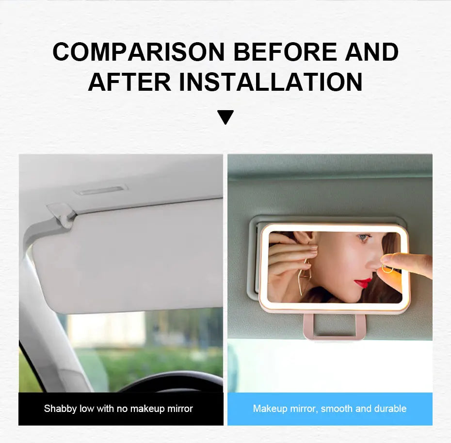 Espejo LED Recargable para Visera de Auto – Luz de Maquillaje