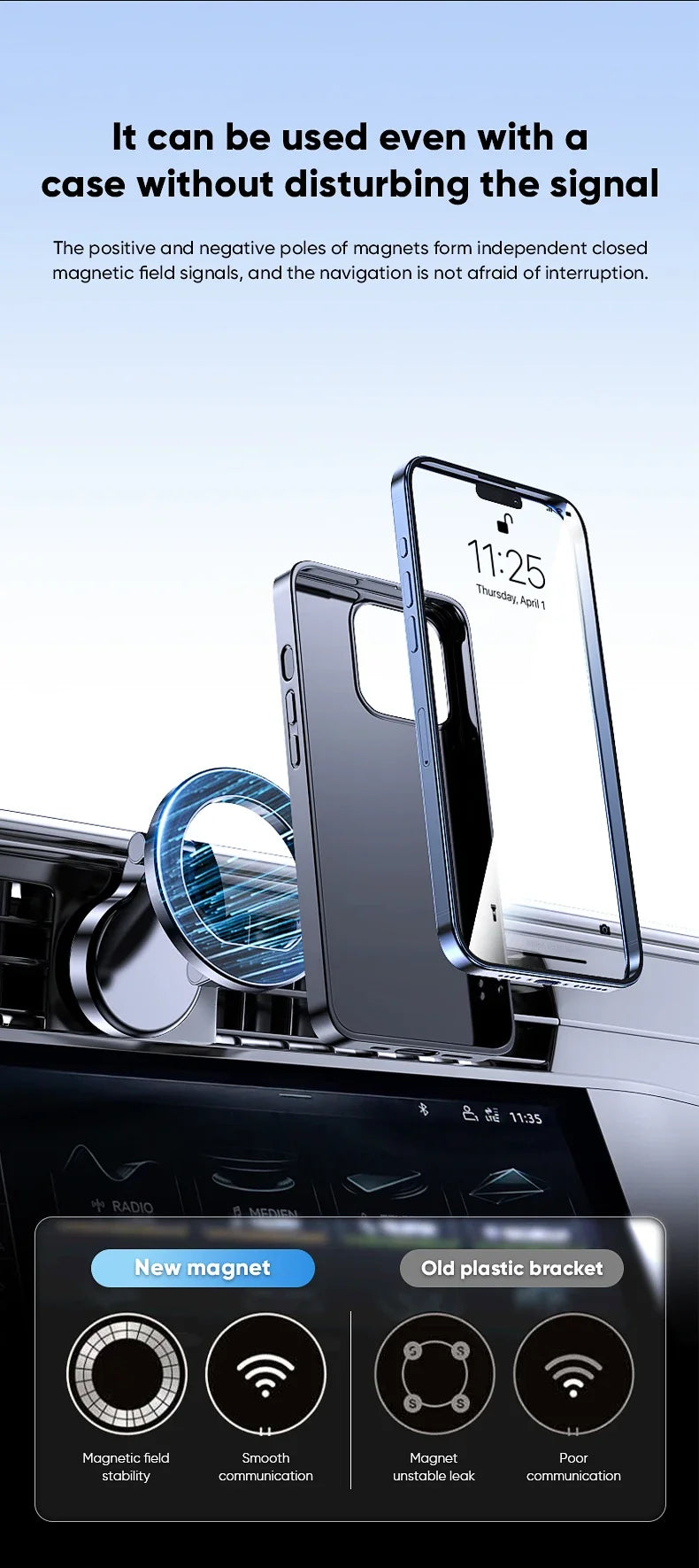 Strong Magnetic Cell Phone Holder Car 360° Swivel Adjustable Back Sticker Holder Magsafe for IPhone 15 Samsung Xiaomi Universal