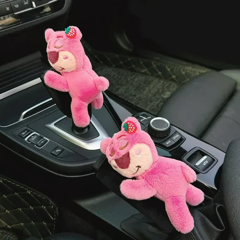 Car Seat Belt Cover Anime Strawberry Bear Plush Auto Seat Belt Shoulder Protector Pad Car Interior Accessories For Christmas