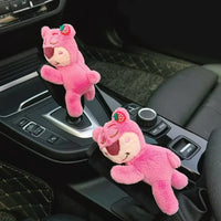 Car Seat Belt Cover Anime Strawberry Bear Plush Auto Seat Belt Shoulder Protector Pad Car Interior Accessories For Christmas