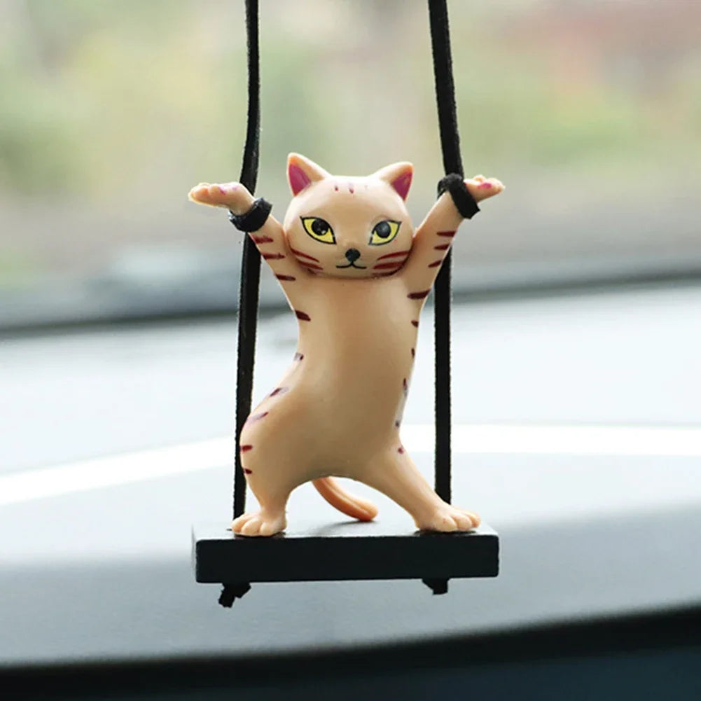 Car Pendant Creative Cute Swing Branch Cat Rearview Mirror Pendant Car Interior Hanging Decoration Auto Interior Accessories