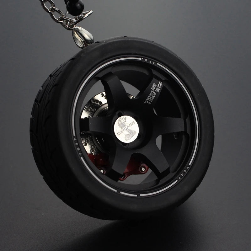 Car Mirror Rearview Pendant Auto Interior Decor Pendants Aluminum Wheel With Shock Absorber Ornament Hanging Accessories