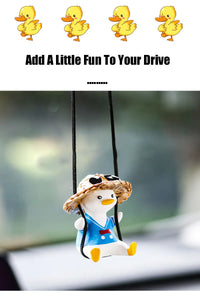 Cute Swing Sitting Duck Car Interior Pendant Auto Rearview Mirror Hanging Ornaments Decoration For Women Man Car Accessories