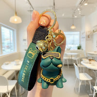Cool Resin Bulldog Keychain, Cute Puppy Figurine Pendant, Car Schoolbag Key Chain, Exquisite Small Gift