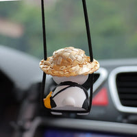 Car Pendant Cute Panda Swing Auto Rearview Mirror Hanging Ornaments Cartoon Decor Auto Accessories