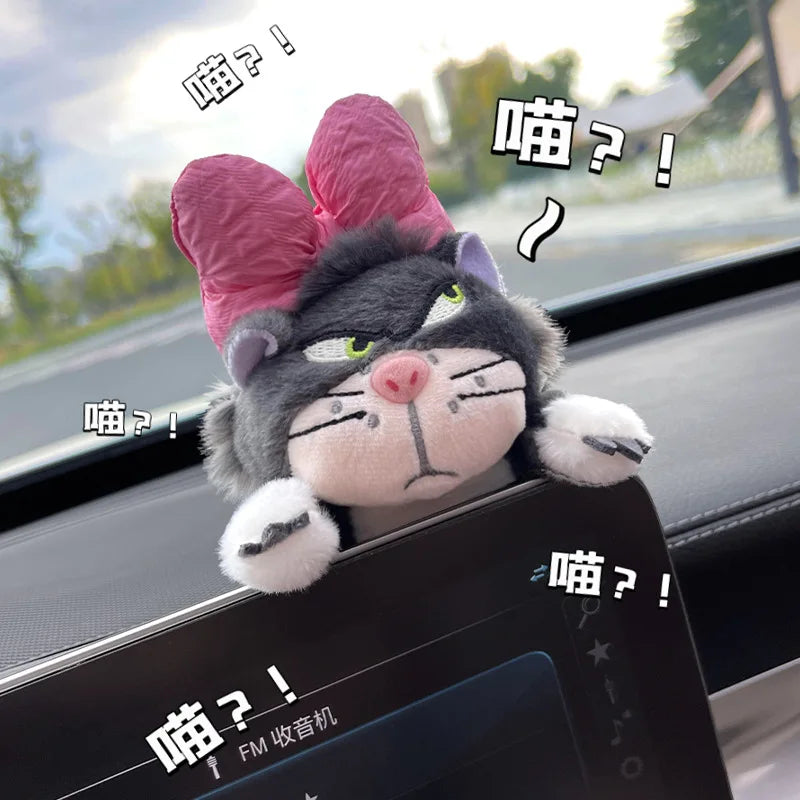 Cute Cat Car Parking Number Plate Temporary Emergency Contact Sign Adorable Automotive Interior Decor for Women Vehicle Accessor