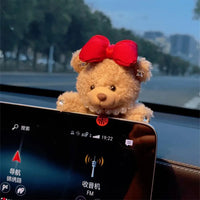 Car Decoration Interior Decoration Bear Screen Ornaments Plush Cartoon Cute Bear Car Center Console Decoration