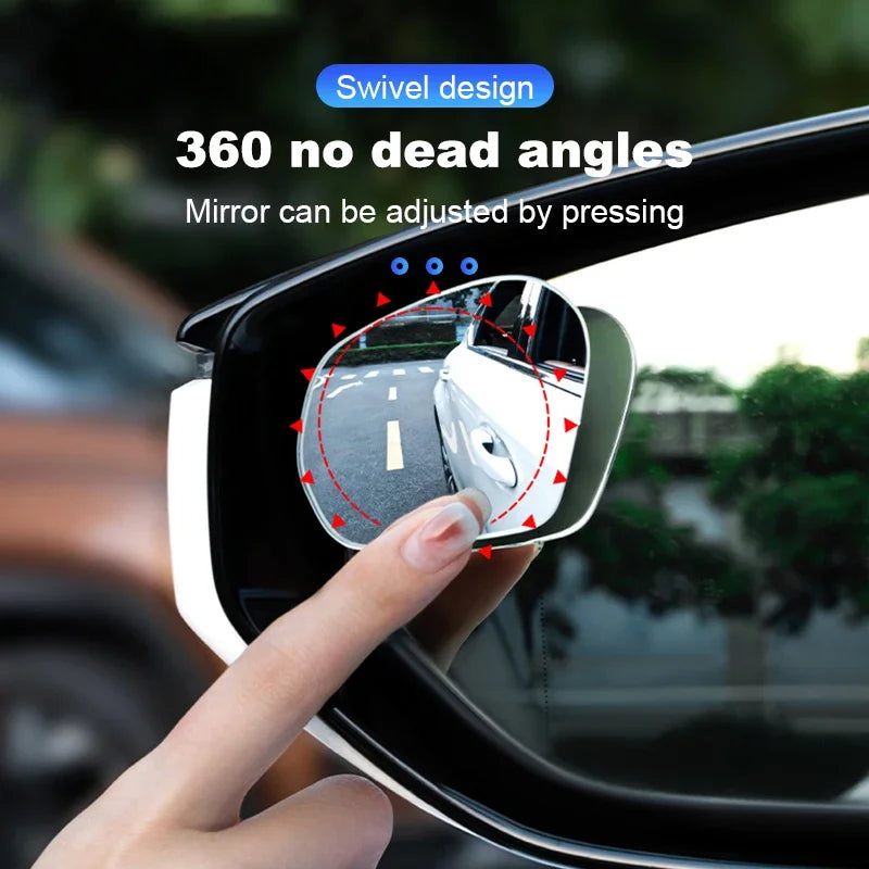 SEAMETAL 2pcs Car Rearview Mirrors 360 Degree Adjustable Blind Spot Mirror HD Frameless Wide-angle Rearview Auxiliary Mirrors