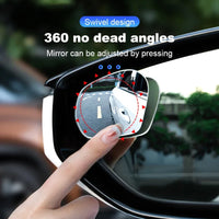 SEAMETAL 2pcs Car Rearview Mirrors 360 Degree Adjustable Blind Spot Mirror HD Frameless Wide-angle Rearview Auxiliary Mirrors