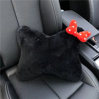 Cute Bowknot Car Headrest Neck Pillow Universal Plush Seat Belt Shoulder Pad Car Accessories Interior For Women
