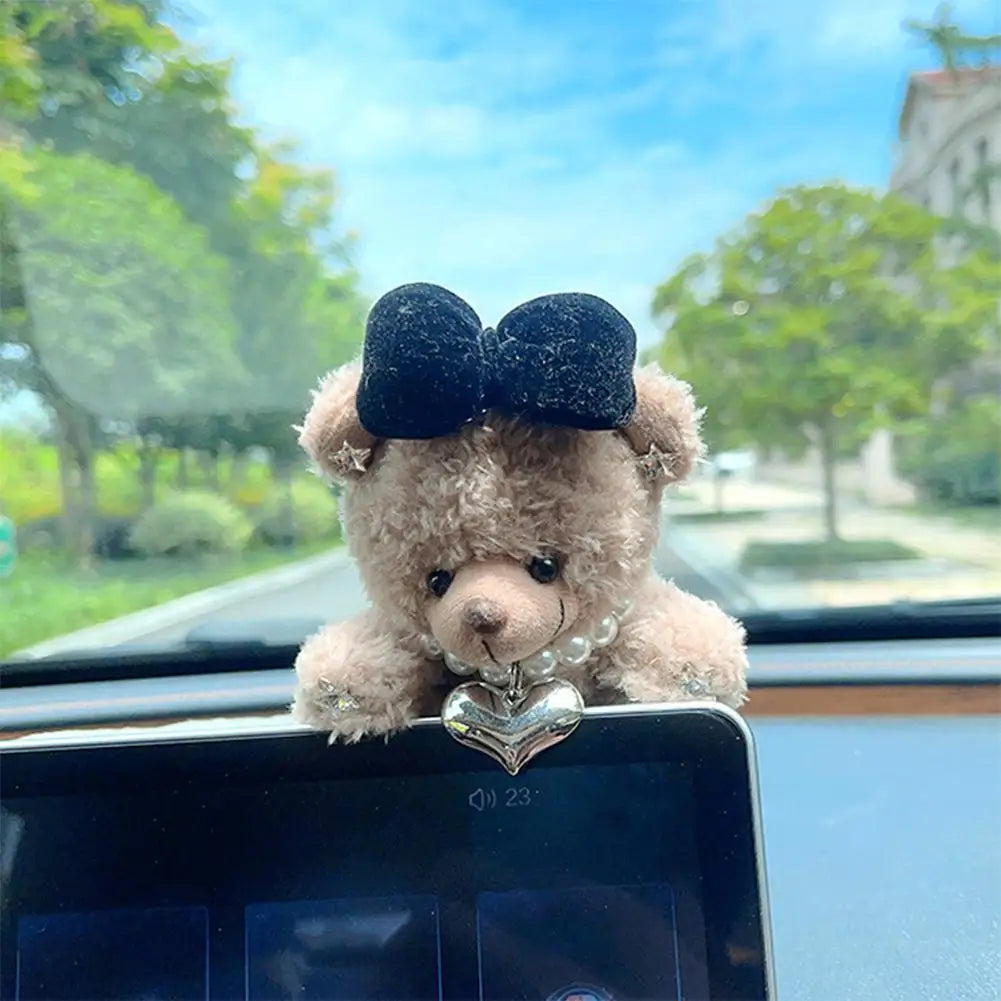 Car Decoration Interior Decoration Bear Screen Ornaments Plush Cartoon Cute Bear Car Center Console Decoration