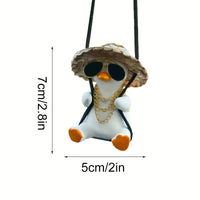 Swinging Duck Car Charm - Cute Anime Rearview Mirror Ornament for Girls, Auto Interior Hanging Decor