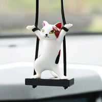 Car Pendant Creative Cute Swing Branch Cat Rearview Mirror Pendant Car Interior Hanging Decoration Auto Interior Accessories