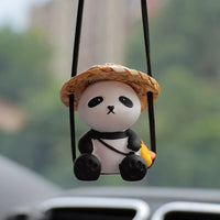 Car Pendant Cute Panda Swing Auto Rearview Mirror Hanging Ornaments Cartoon Decor Auto Accessories