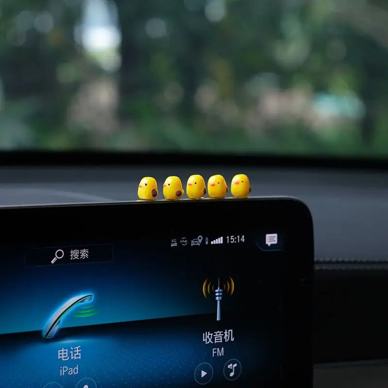 5Pcs Cute Mini Ducks Car Interior Decoration Auto Rearview Mirror Dashboard Ornaments For Woman Man Gift Car Accessories