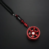 Car Mirror Rearview Pendant Auto Interior Decor Pendants Aluminum Wheel With Shock Absorber Ornament Hanging Accessories