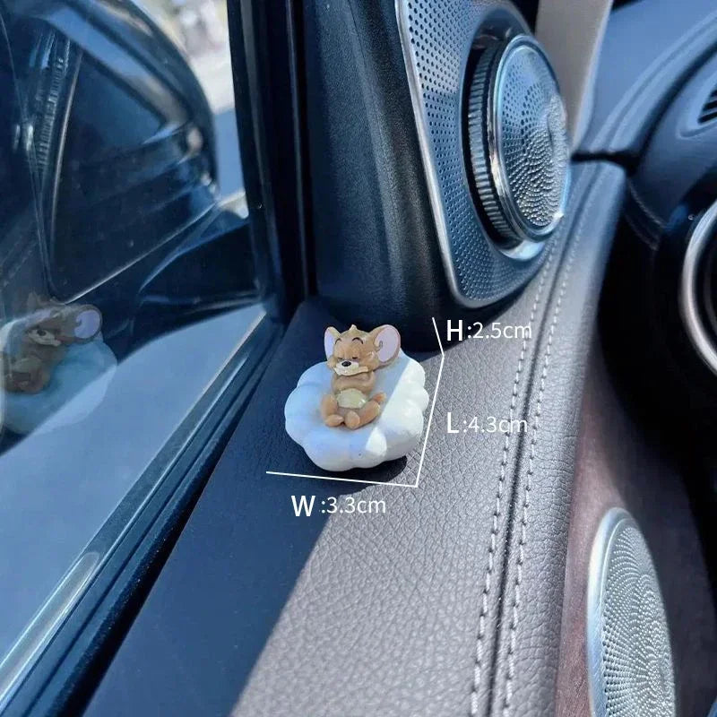 Kawaii Tom Jerry Ornament Cartoon Figure Mini Ornament Car Dashboard Interior Decor Desktop Office Display Accessory Gifts