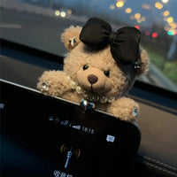 Car Decoration Interior Decoration Bear Screen Ornaments Plush Cartoon Cute Bear Car Center Console Decoration