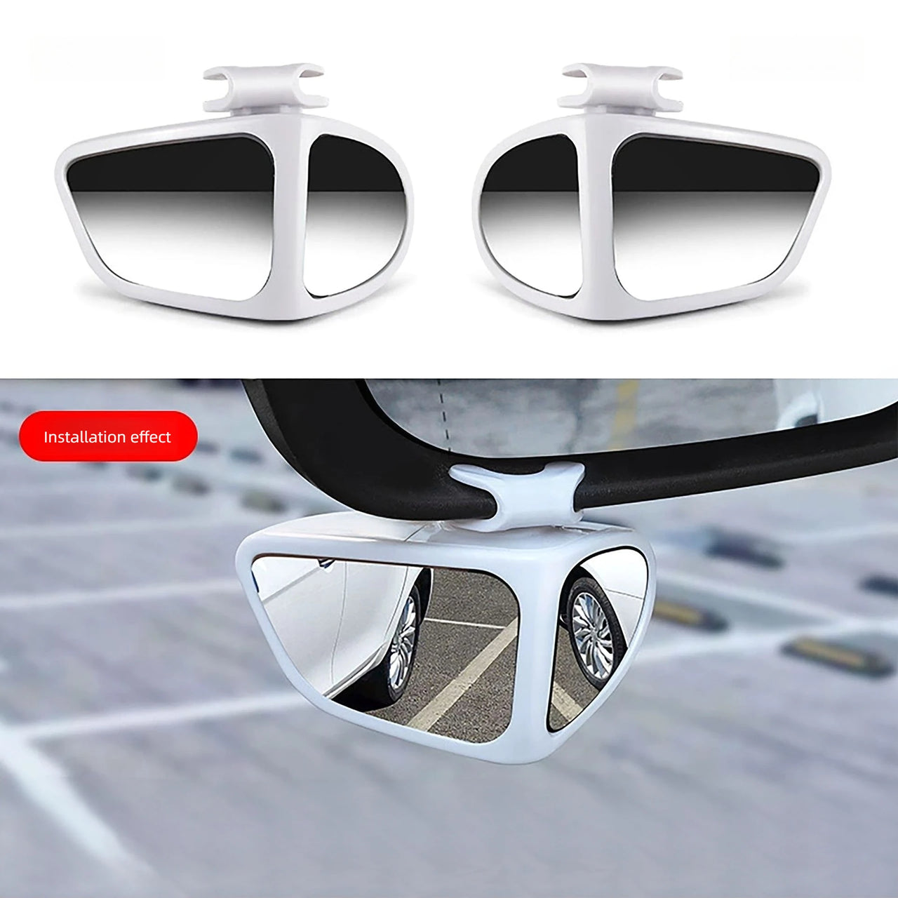 Car Rearview Mirror Blind Spot Mirror Front and Rear Wheels 360° Adjustable Wideangle Blind Spot Reflective Reversing