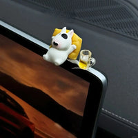 Bull Terrier Car Accessories Interior- Adorable Dashboard Figurine with Relaxed Pose, Auto Ornament for Windshield Tesla Model 3