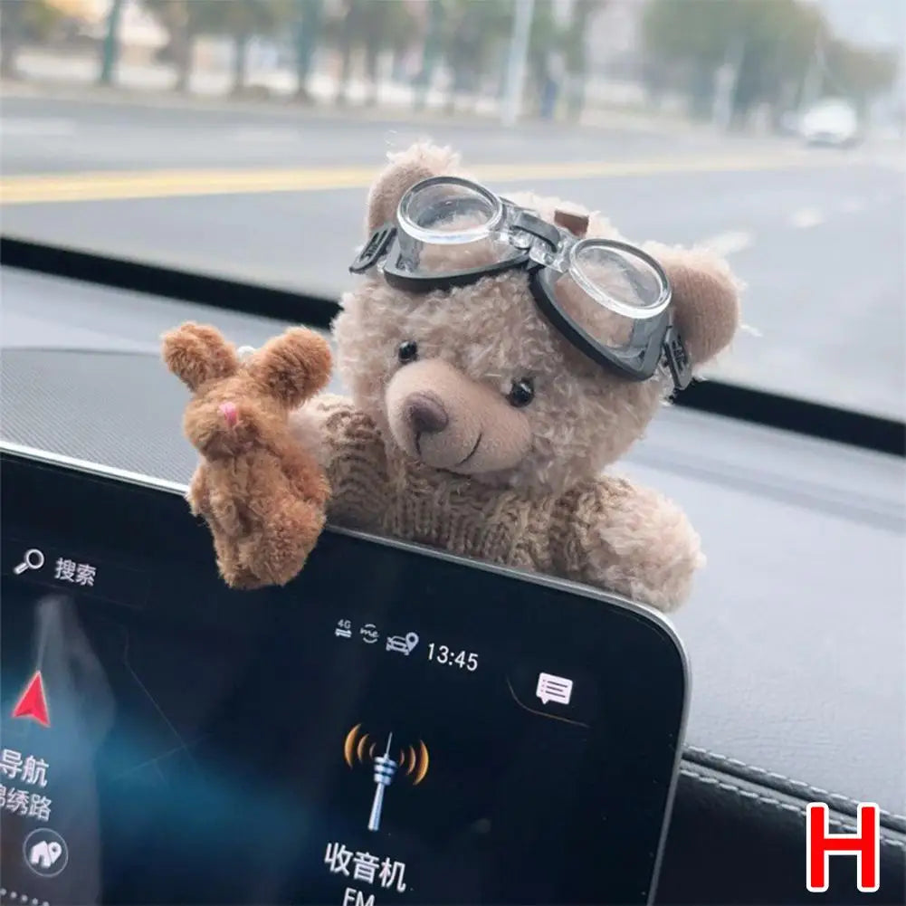 Car Decoration Interior Decoration Bear Screen Ornaments Plush Cartoon Cute Bear Car Center Console Decoration