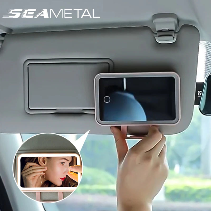 Espejo LED Recargable para Visera de Auto – Luz de Maquillaje