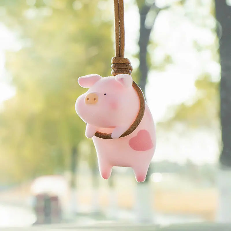 Cute Lucky Pig Car Accessorie Swing Tigger Car Pendant Panda Auto Rearview Mirror Pendants Birthday Gift Decoraction Ornament