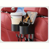 Organizador Multifuncional para Asiento de Auto – Con Portavasos y Ganchos