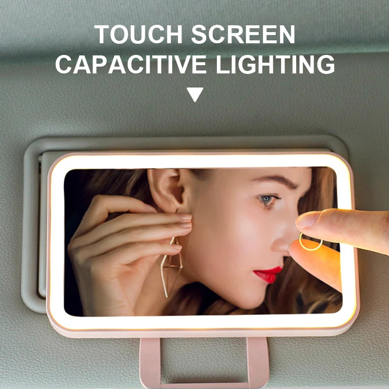 Espejo LED Recargable para Visera de Auto – Luz de Maquillaje