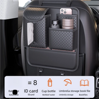 JFBONIN  Quilted Car Seat Back Organizer Storage Bag High Capacity Multi Pocket Tissue Box Holder Automotive System