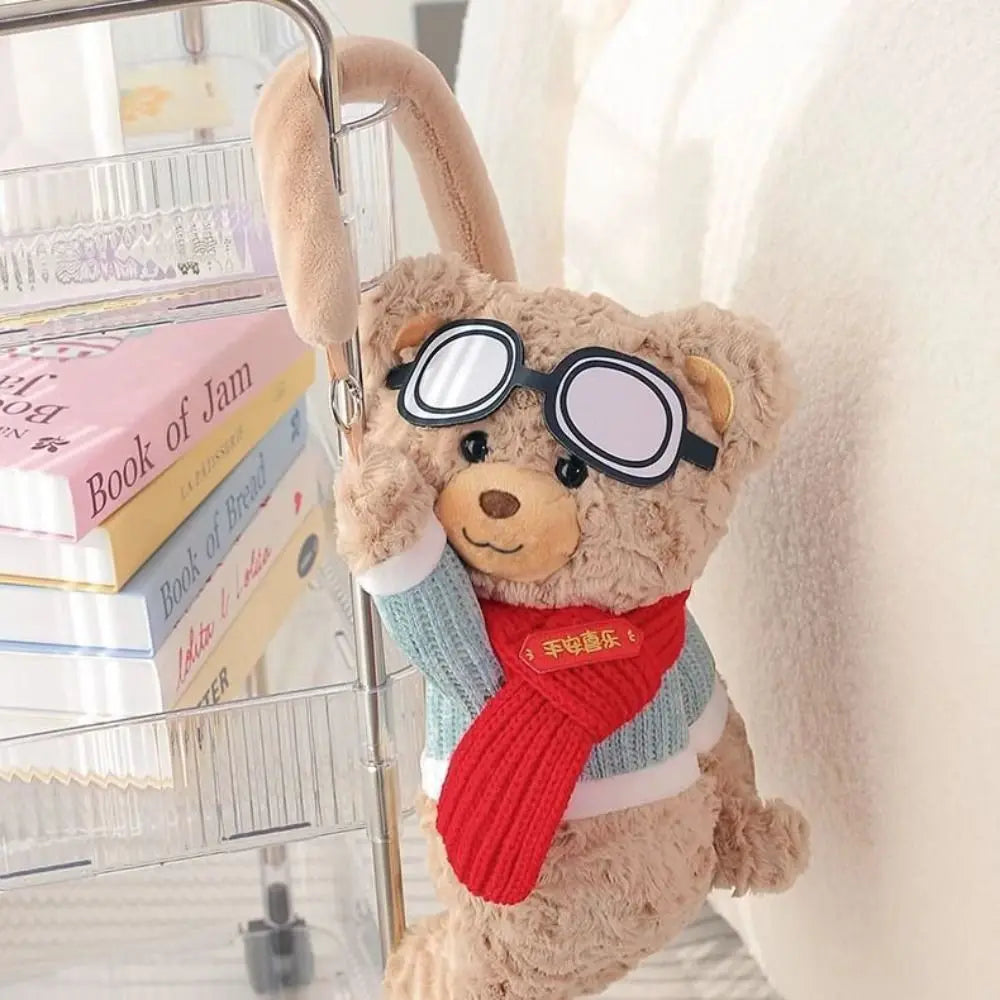 New Plush Car Tissue Box Bear Hanging Hanging Tissue Box Cartoon Armrest Box Paper Case Car Inner Decor