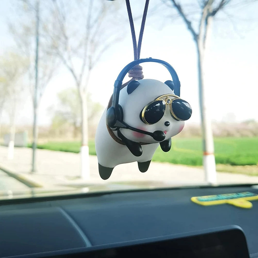 Car Interior Decoration Creative Anime Panda Pendant Ornament Swinging Doll Auto Rearview Mirror Pendant Car Accessories Gift