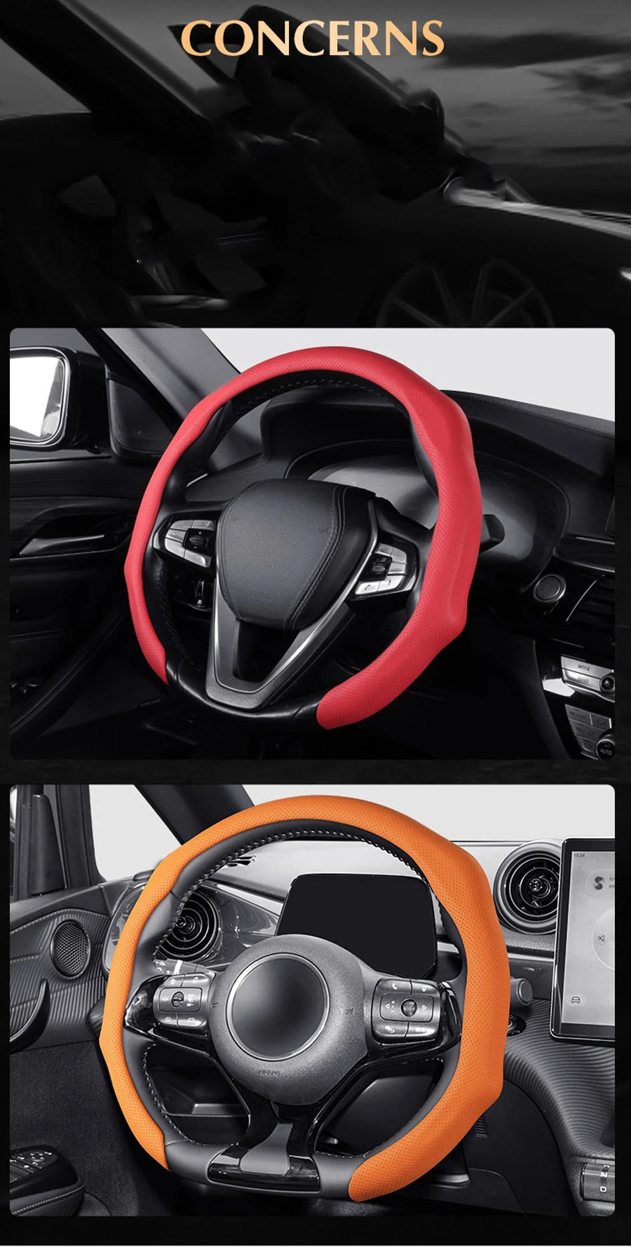 2026 NEW NAPPA Car Steering Wheel Cover Booster Cover For Ford Mustang S197 S650 Diameter 38cm Breathable Non-slip Accessories