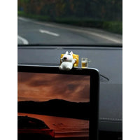 Bull Terrier Car Accessories Interior- Adorable Dashboard Figurine with Relaxed Pose, Auto Ornament for Windshield Tesla Model 3